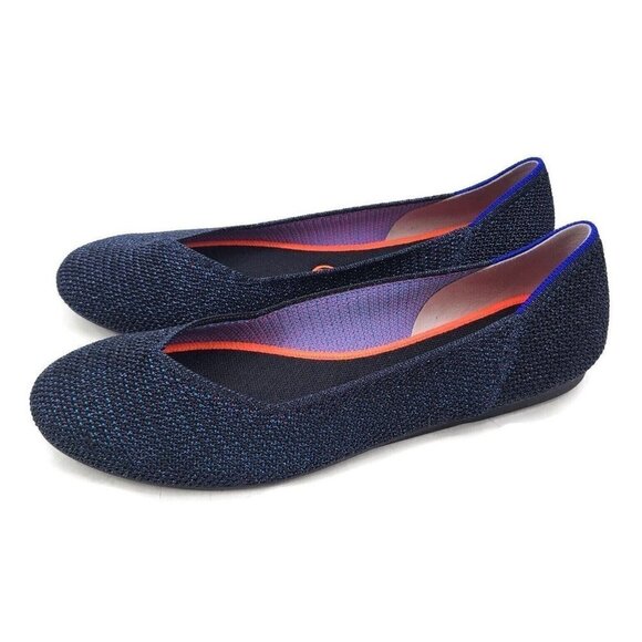 New Rothy's The Flat Metallic Lattice Stitch Womens 10.5 Black Friday